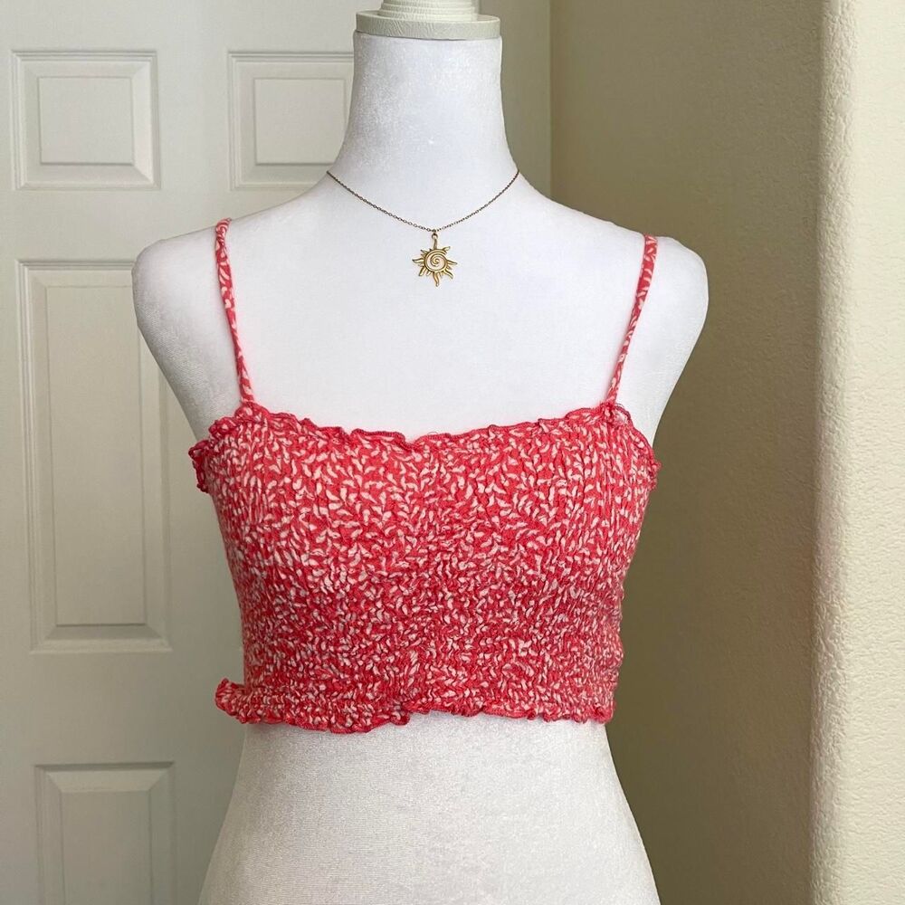Smocked spaghetti strap crop top size small